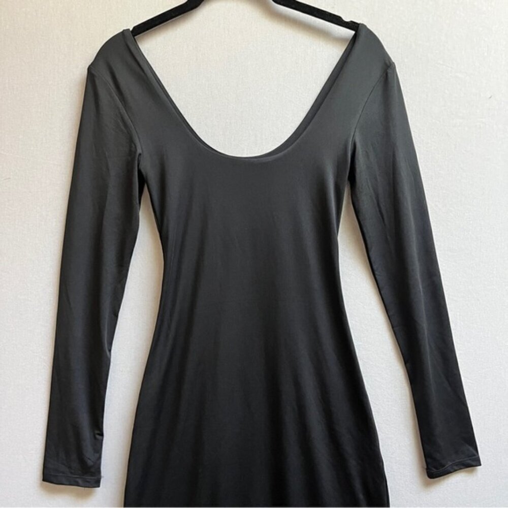 SWS Streetwear Society contour long sleeve bodycon black maxi dress Sz S - Picture 5 of 14
